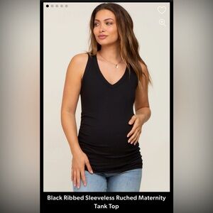 Pink Blush Maternity Ribbed v-neck Tank Top Black